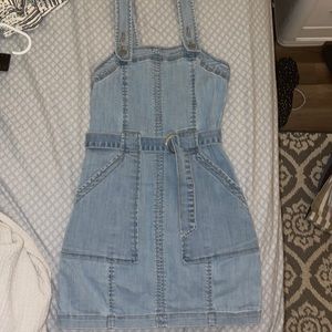 Brand is American Eagle, US size 00. Light wash jean minidress. Worn once.